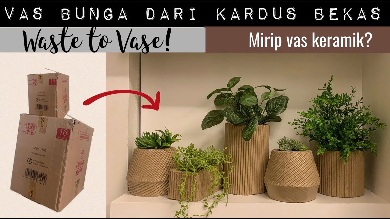 [ENG SUB] DIY vas bunga keramik dari kardus bekas?  |  From waste to vase | DIY home decor