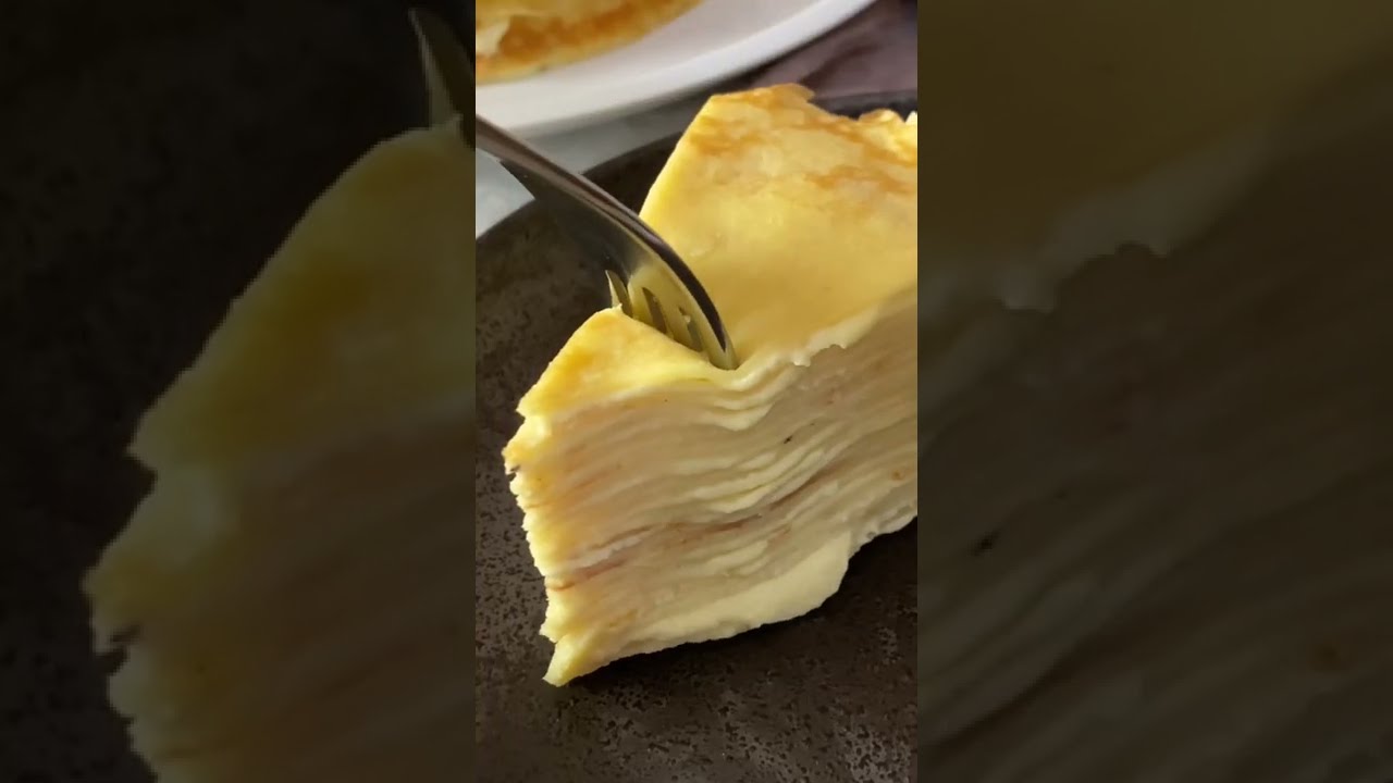Twenty layer vanilla cake? 🍰 | French Custard Cream Mille Crepe #shorts