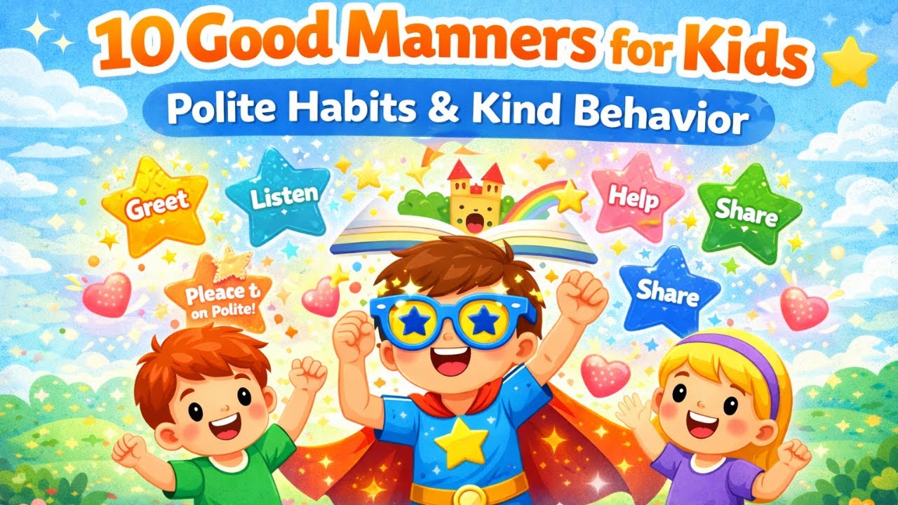 🎉 10 Good Manners for Kids 🧒✨ | Polite Habits Every Child Should Learn ✅