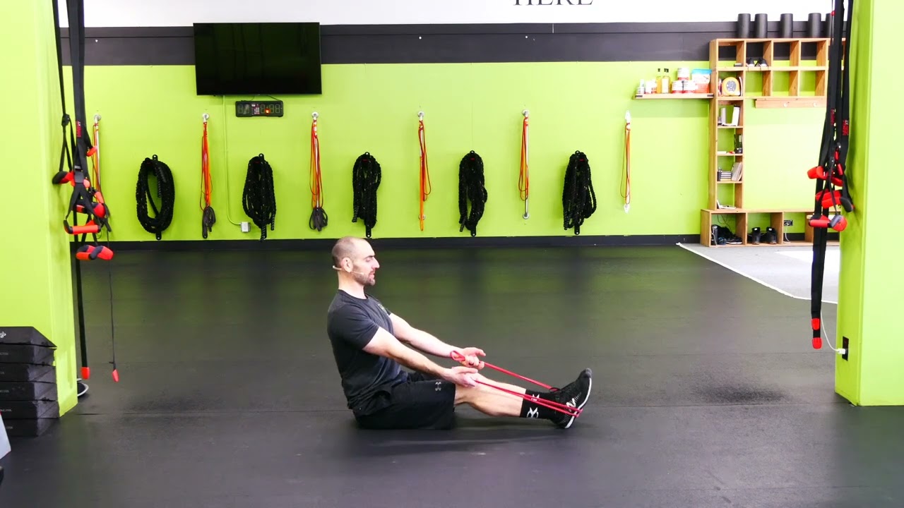 Personal Training Boise I Band Supinated Seated Row Demonstration I Kvell Fitness and Nutrition
