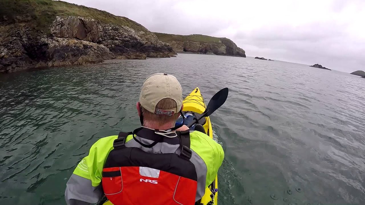 Kayak fishing at Solva, West Wales.