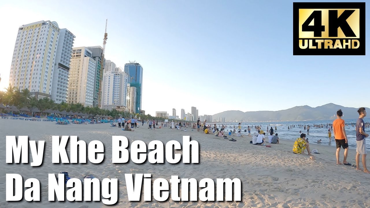 My Khe Beach Дананг Прекрасная прогулка по длинному пляжу с белым песком - 4K Вьетнамская прогулка