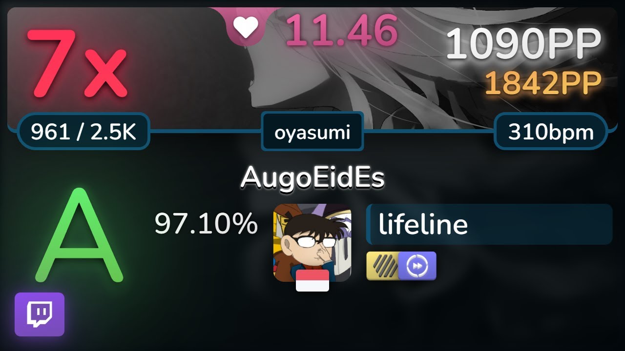 🔴 11.5⭐ lifeline | DystopiaGround - AugoEidEs [oyasumi] +HDDT 97.10% | 1090pp 7❌ - osu!