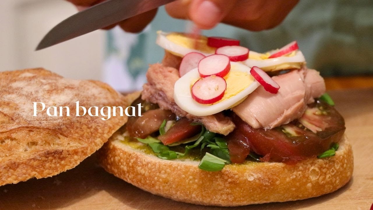 Pan Bagnat - FRENCH tuna sandwich! Sp&eacute;cialit&eacute; Ni&ccedil;oise! Best snack from South of France!