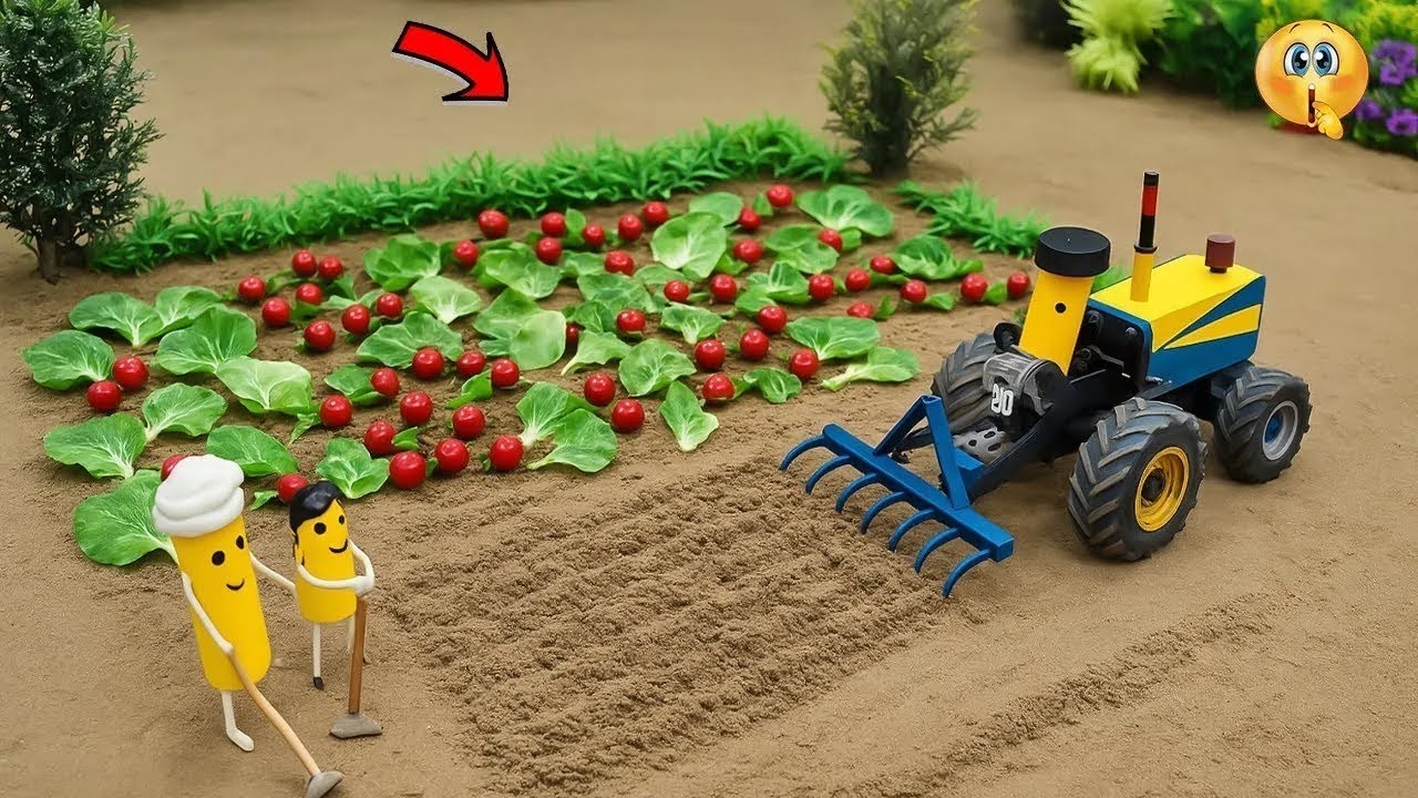 Mini Melon Farming with Real Tools | Tiny Tractor Builds  Fruit in Village Style | science project 