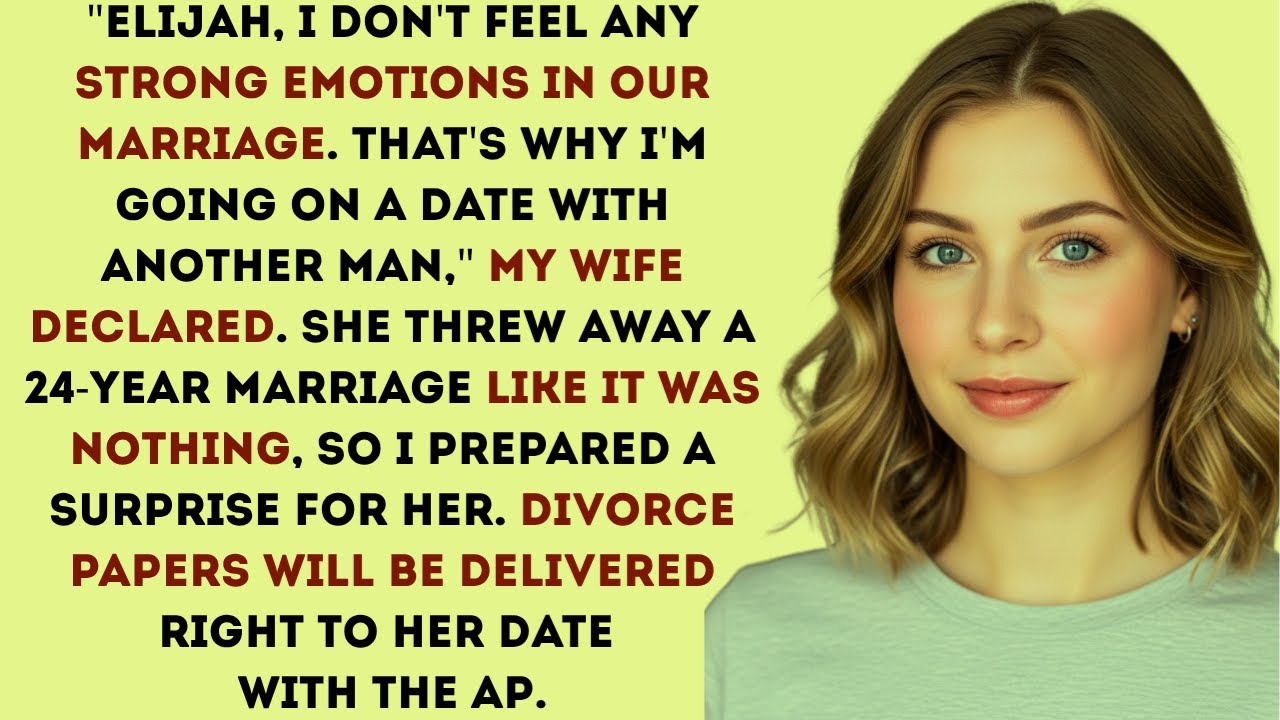 Elijah, I don't feel any strong emotions in our marriage. That's why I'm going on a date with