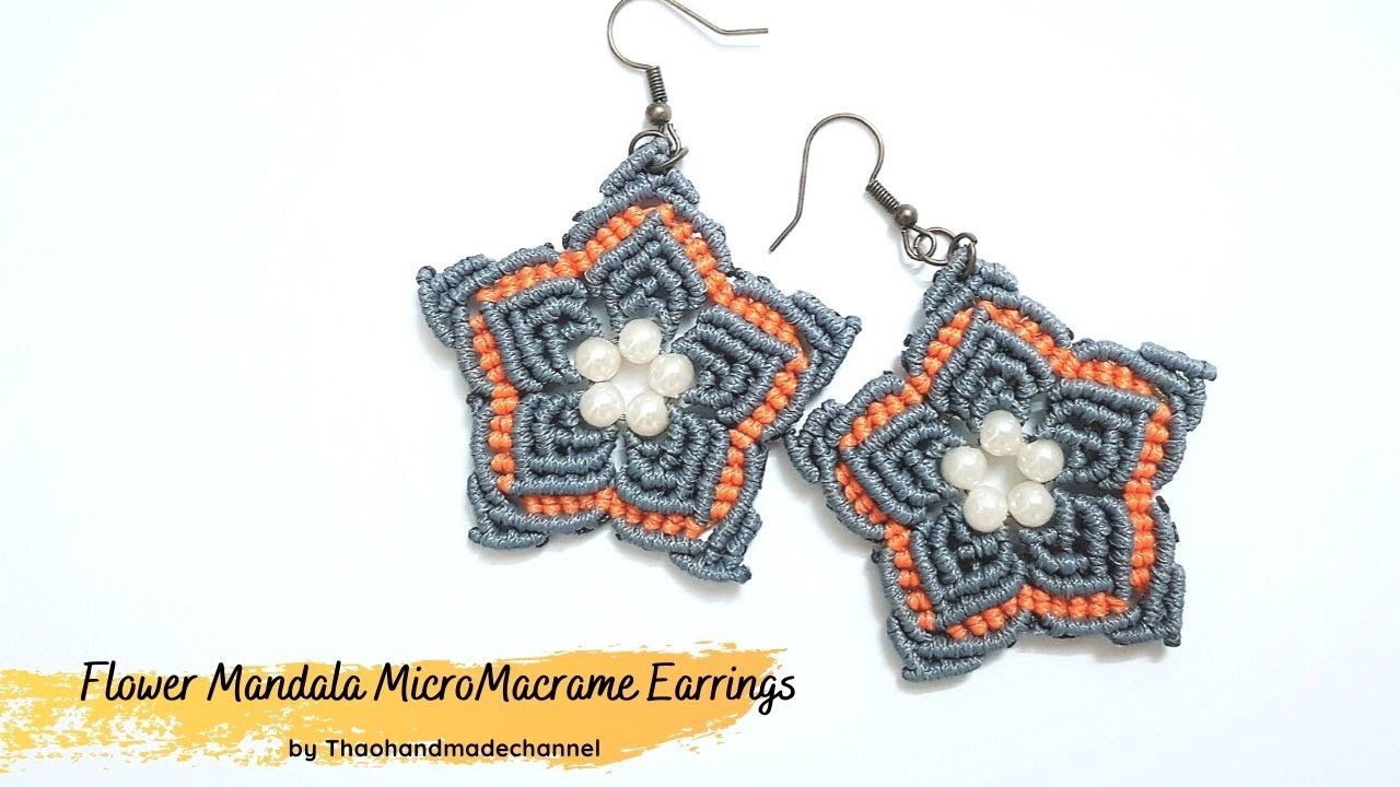 How to make a macrame earrings DIY: Flower Mandala Micro macrame Earrings by Thaohandmade channel