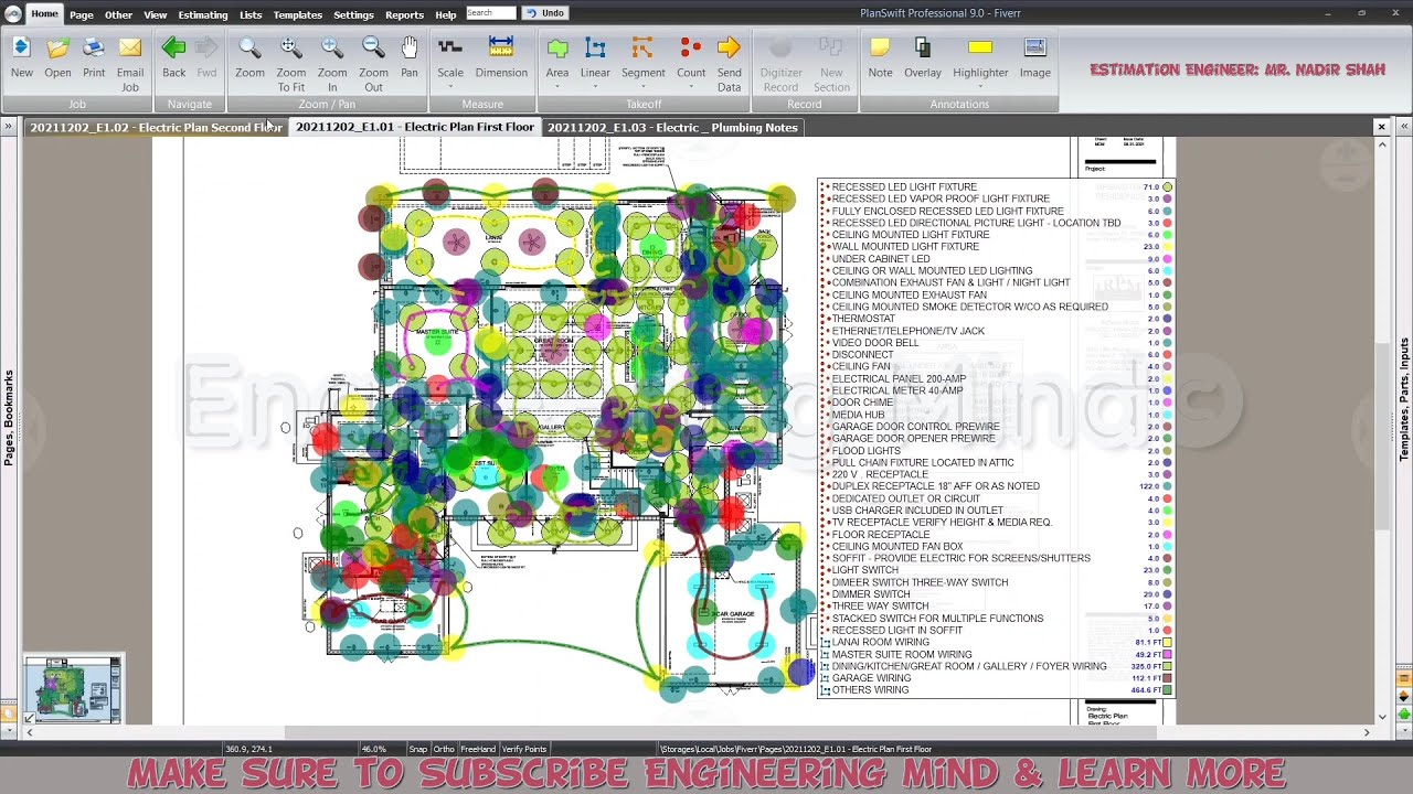 Electrical wiring Takeoffs in plan swift | Complete Electrical estimate | Electrical fixture takeoff