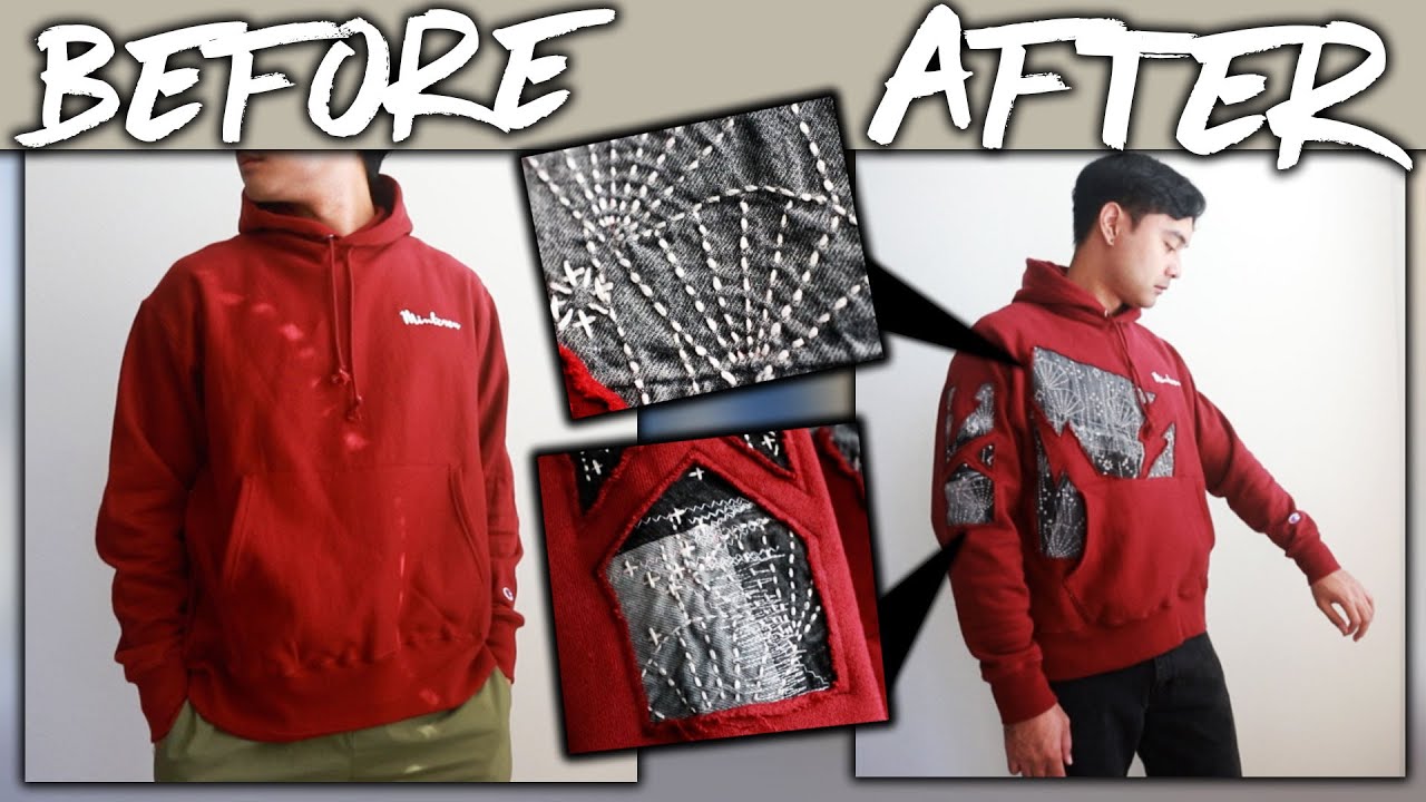 DIY | REWORKED Denim Hand Stitched Hoodie | JULIUS