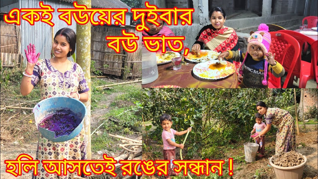 একই বউয়ের দুইবার বাউভাত জীবনে প্রথম বার হলি আসতেই রঙের সন্ধান |@nandina1#viralblog#viral#dailyvlog