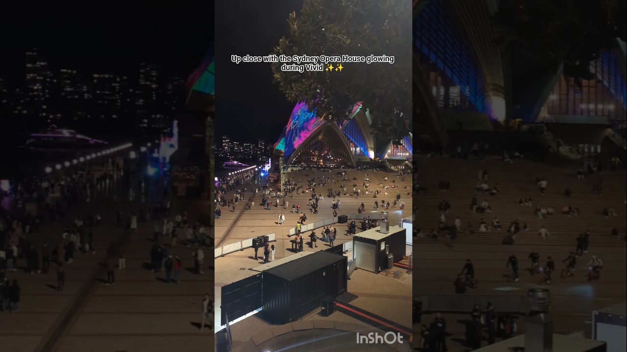 Up close with the Sydney Opera glowing during Vivid  #shorts #travel #sydney #vividsydney2025
