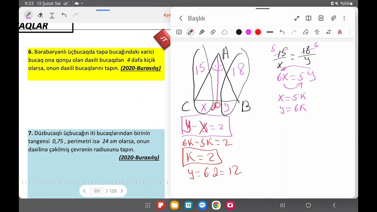 #2024 #buraxılışa hazırlıq (#2019‐2022 buraxılış imtahanına düşmüş #üçbucaq testlerinin izahı)