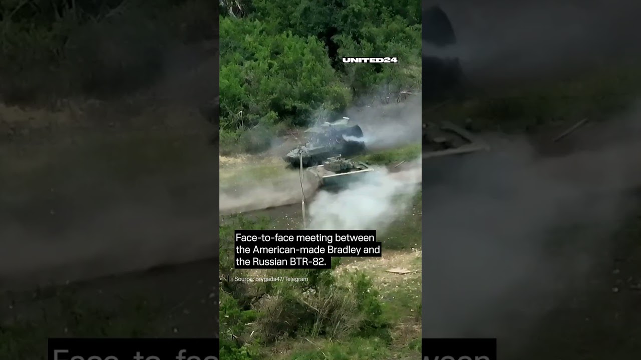 American-made Bradley vs Russian BTR-82: face-to-face meeting #warinukraine #tanks
