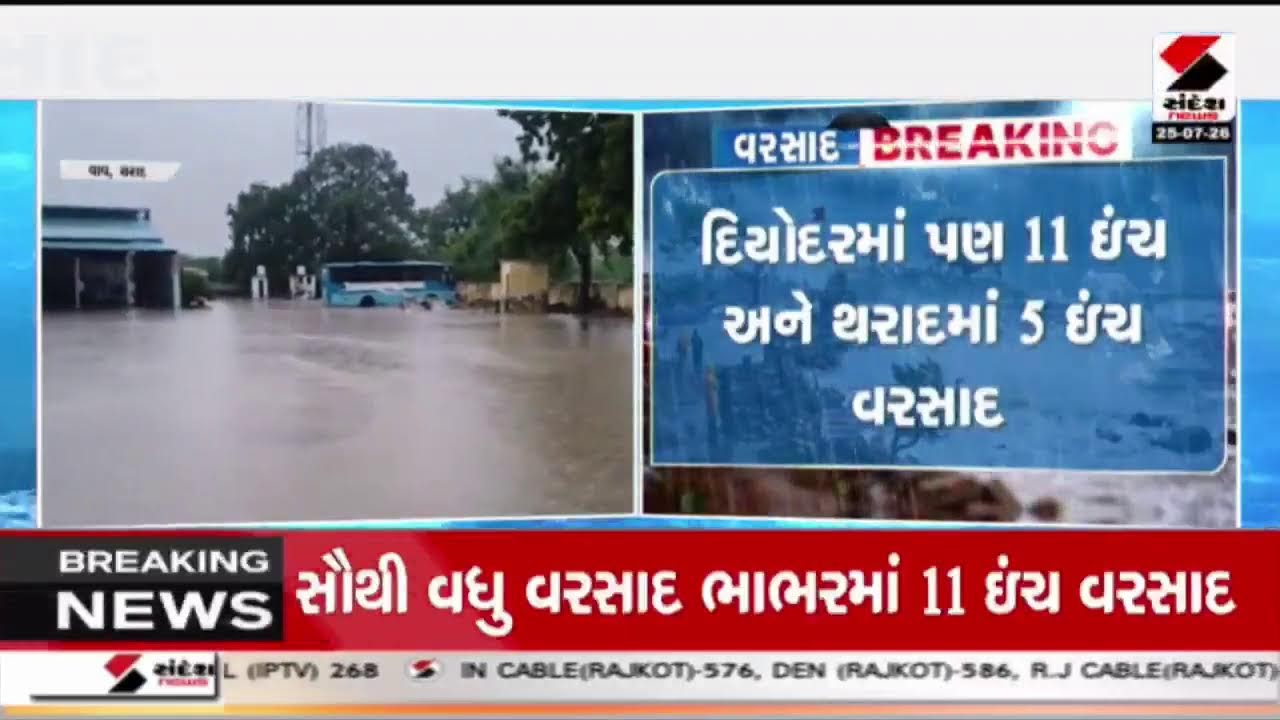 Vav Tharad | વાવ થરાદ જિલ્લામાં ભારે વરસાદથી જળબંબાકાર | Gujarat | Sandesh News