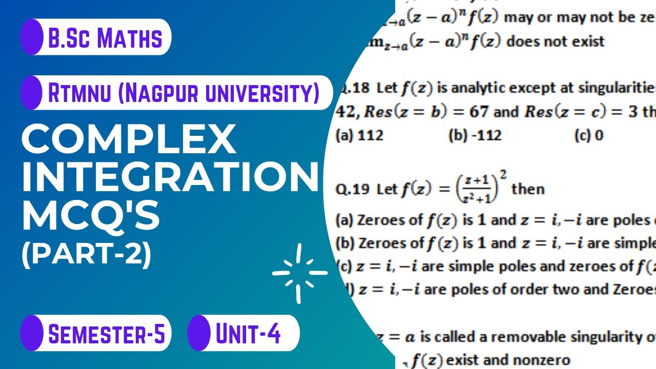 Complex integration mcq's for B.Sc.| Part-2| RTMNU | Nagpur University | kt explains |B.Sc. maths