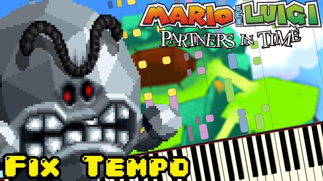 Thwomp Volcano - Mario & Luigi Partners In Time (Synthesia) [Fix Tempo]