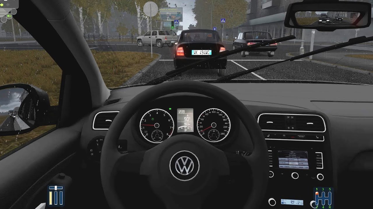 City Car Driving - Volkswagen Polo 6R 1.2 TSI | Rain Drive