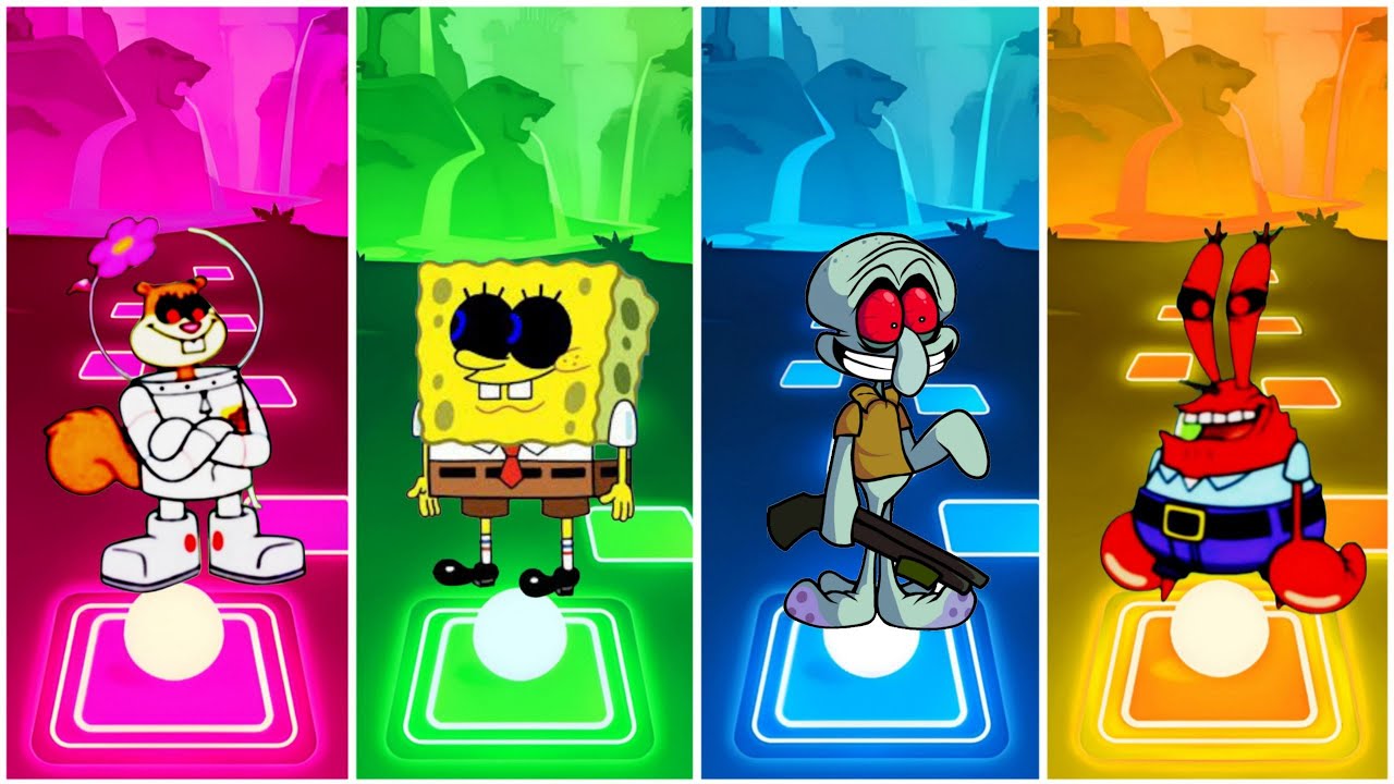 Sandy Cheeks Exe 🆚 Spongebob Exe 🆚 Squidward Exe 🆚 Mr Krabs Exe 🎶 Tiles Hop