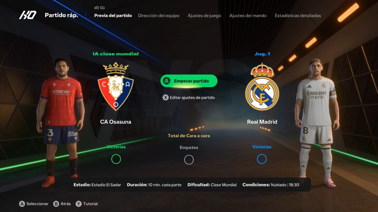 EA Sports FC 25 (Español) de PC (Windows 11) Osasuna vs Real Madrid (Control Manual/Simulación)