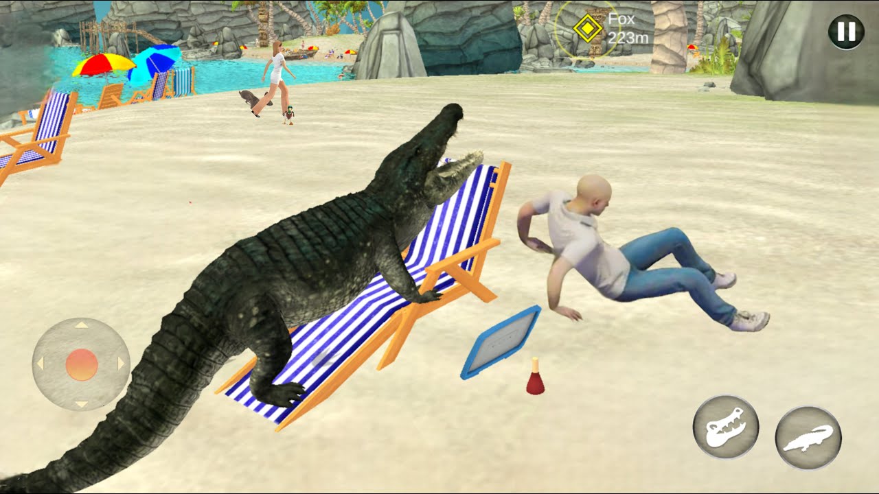 Beach Crocodile Simulator Games - Angry Crocodile Attack Sim 3D - Animal Simulator Gameplay