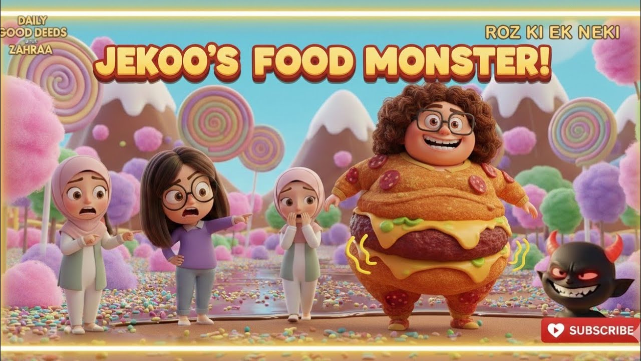 Jekoo Funny Food Monster With Zahraa 😄 | Good Deed Daily Kids Moral Story