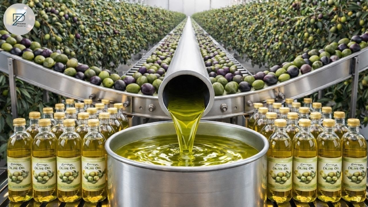 Dentro de una Fábrica de Aceite de Oliva Producción Extra Virgen del Olivar a la Botella