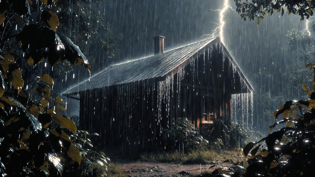 Deep Sleep in the Wild: Strong Rain & Resounding Thunder on a Forest Farm