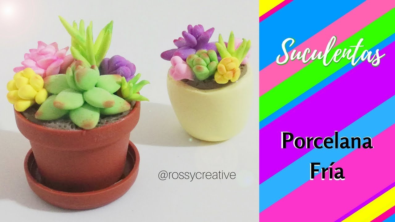Como hacer Suculentas en porcelana fría ó pasta flexible / DIY miniature succulents cold porcelain