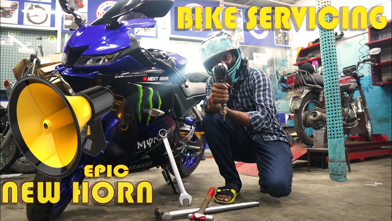 Epic Horn Installation !! And First Master Service of My Yamaha r15v3