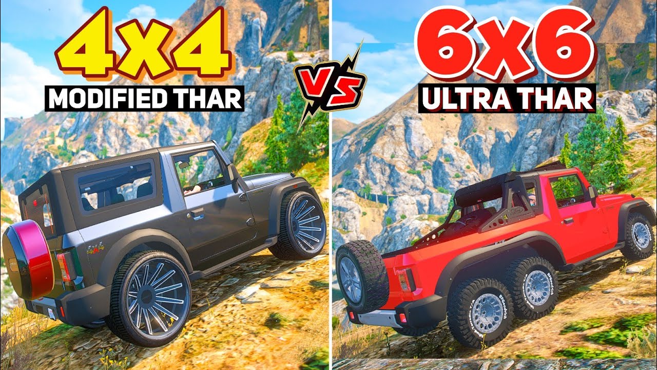 GTA 5: New Modified 4x4 Thar Vs Ultra Monster 6x6 Thar🔥 15 Impossible Challenges! GTA 5 MODS!