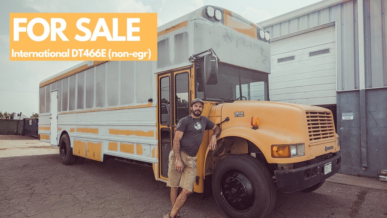 SKOOLIE FOR SALE (partially converted) International DT466E with Allison MT643 and Roof Raise