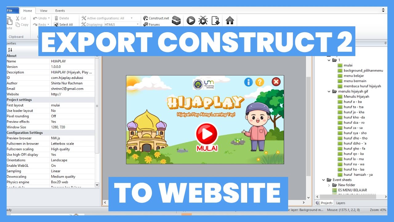 CARA EXPORT GAME CONSTRUCT 2 MENJADI WEBSITE