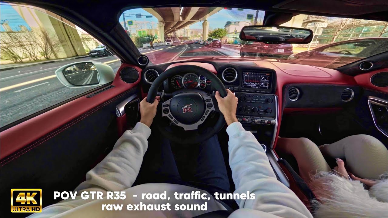 POV GTR R35  - road, traffic, tunnels | raw exhaust sound | 4K HDR