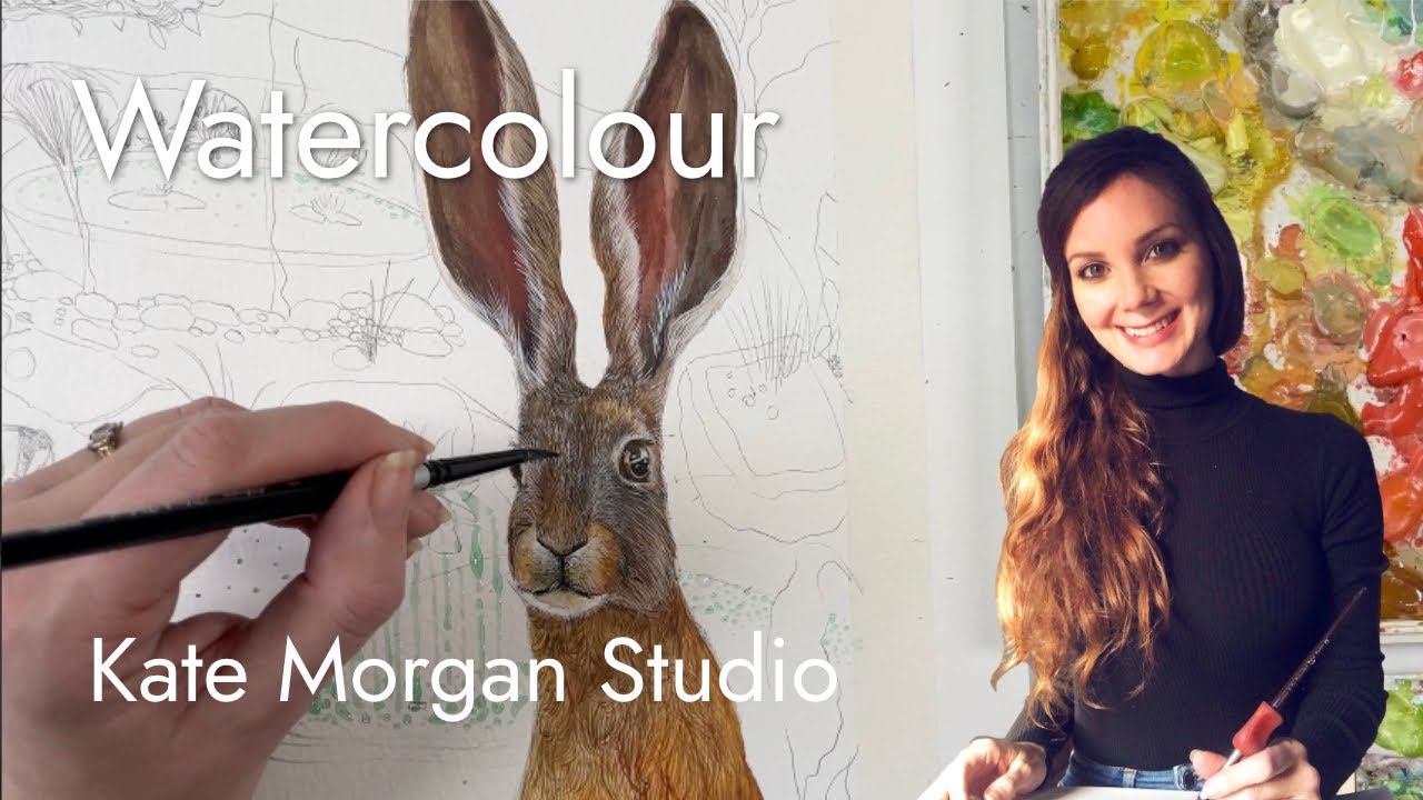 A watercolour painting of a hare.