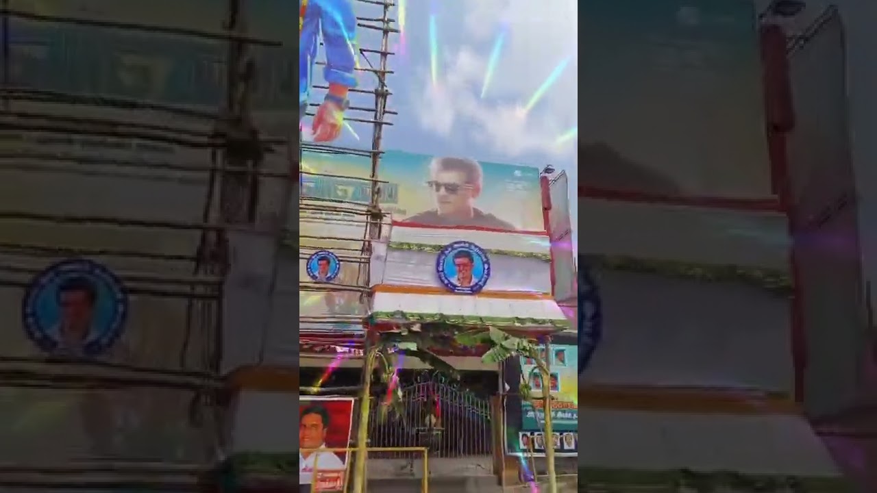 Valimai Huge Flex at Ambattur Rakki Theatre 💥 Festival mode | Valimai Celebration Whistle BGM Status