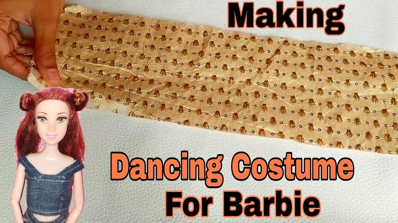 Making Dancing Costume For Barbie Doll | Doll Dress Making Easy | D creating Extra