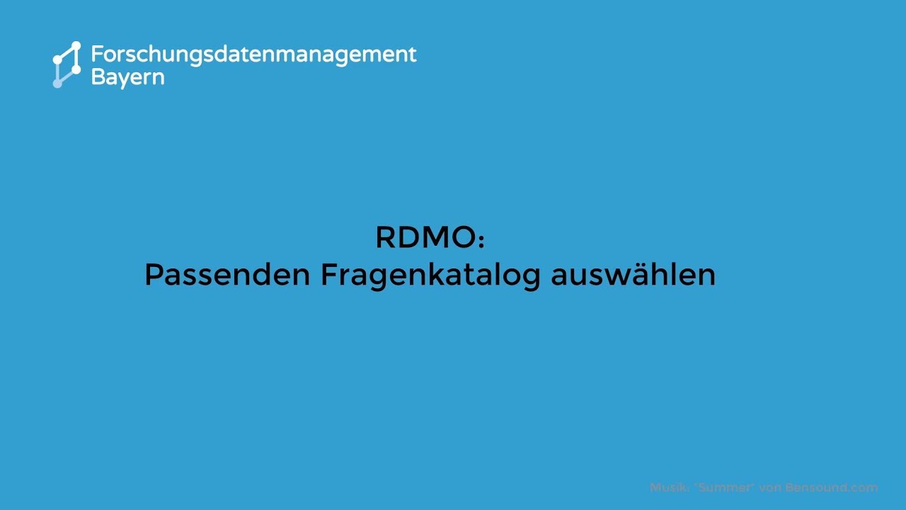 RDMO: Passenden Fragenkatalog auswählen -- Beispiel einer RDMO-Instanz (FAU Erlangen-Nürnberg)
