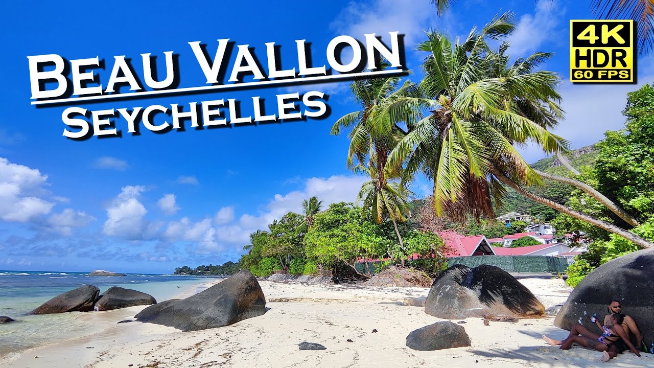 Beau Vallon Beach Seychelles Mahé Island , Beach Walk  4K 60fps HDR 💖 The best places 👀 walking tour
