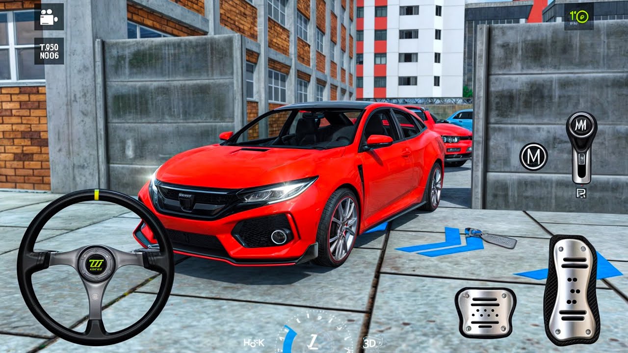 Honda Civic Type R car parking =: 3D car parking class 2025 simulator | car game android gameplay