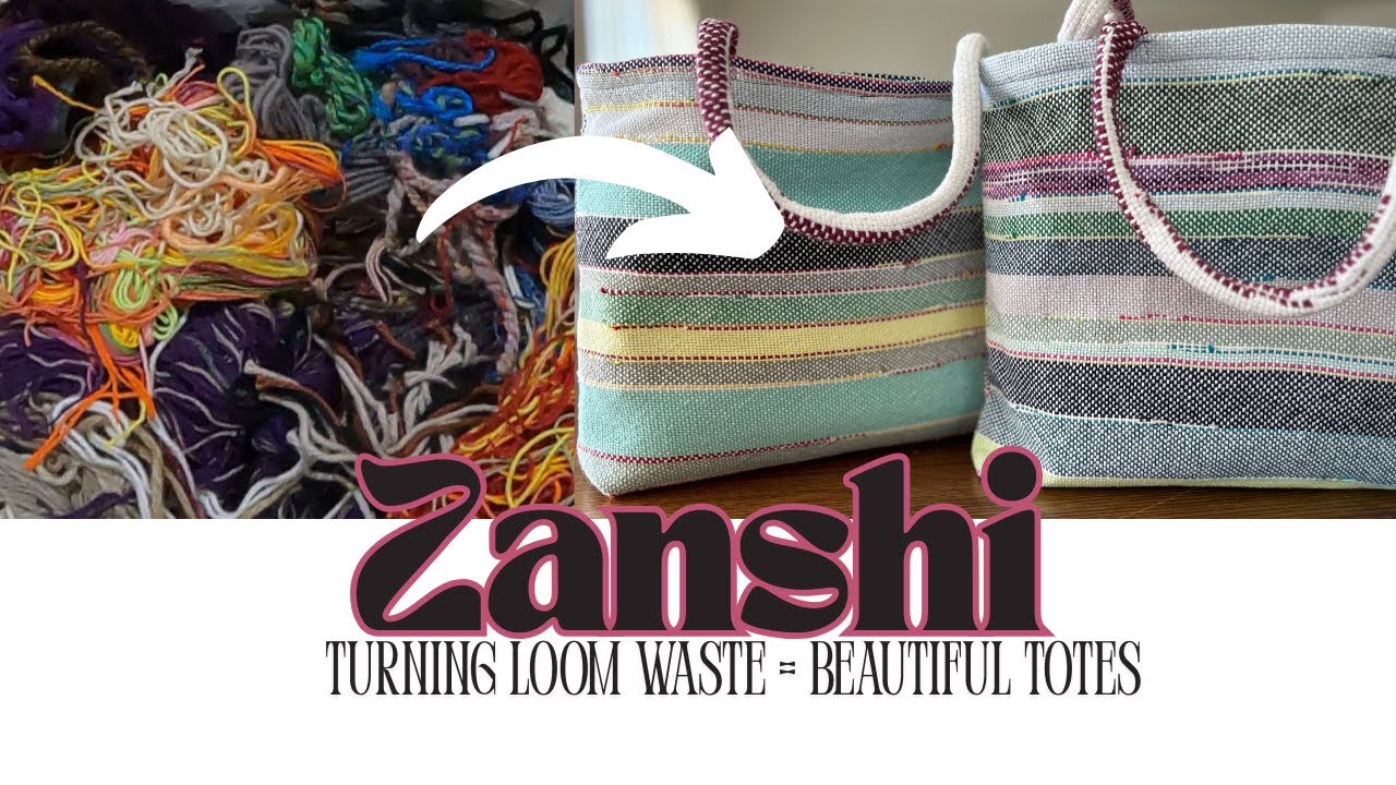Zanshi: Turning Loom Waste into beautiful tote bags, Woven on a Rigid Heddle Loom
