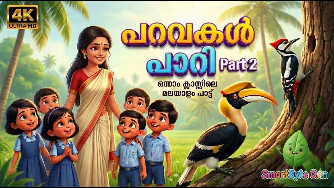 പറവകൾ പാറി(Part 2)(പട പട പട)-1st std-100% Teacher's text & syllabus based. Pata Pata Paravakal Pari