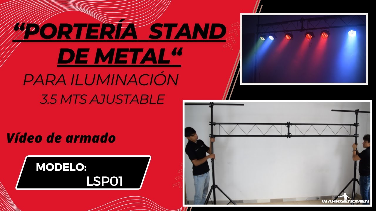 Portería De Iluminación/ Stand De Luces De 3.5 Metros Ajustable /Modelo:LSP01/ Video demostrativo