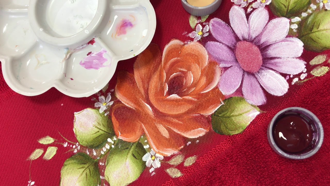 COMO PINTAR MARGARIDAS EM TECIDO VERMELHO