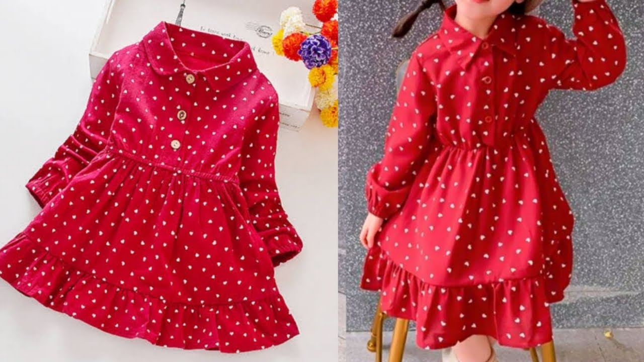 Winter special full sleeve baby frock cutting and stitching/5-6year old girl dress cutting&stitching
