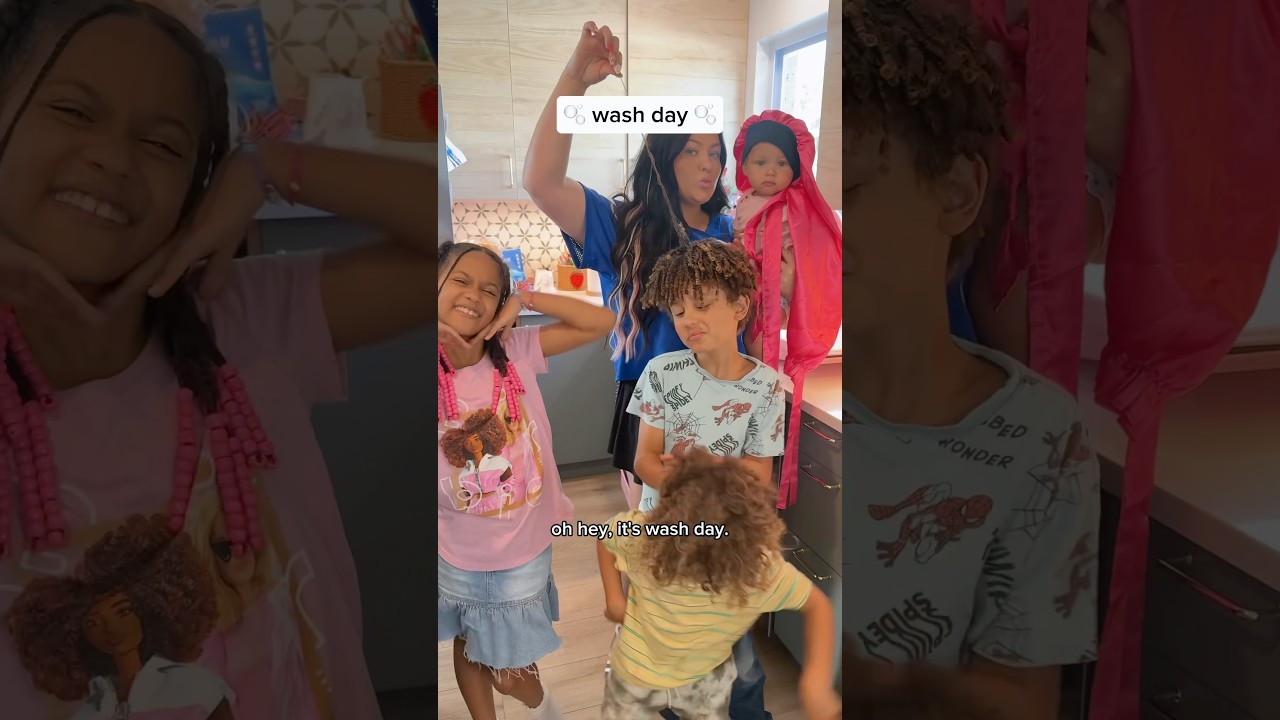 wash day 🫧 4 different curl patterns/textures ➿🩷#curlscurlscurls #curlyroutine  #shorts