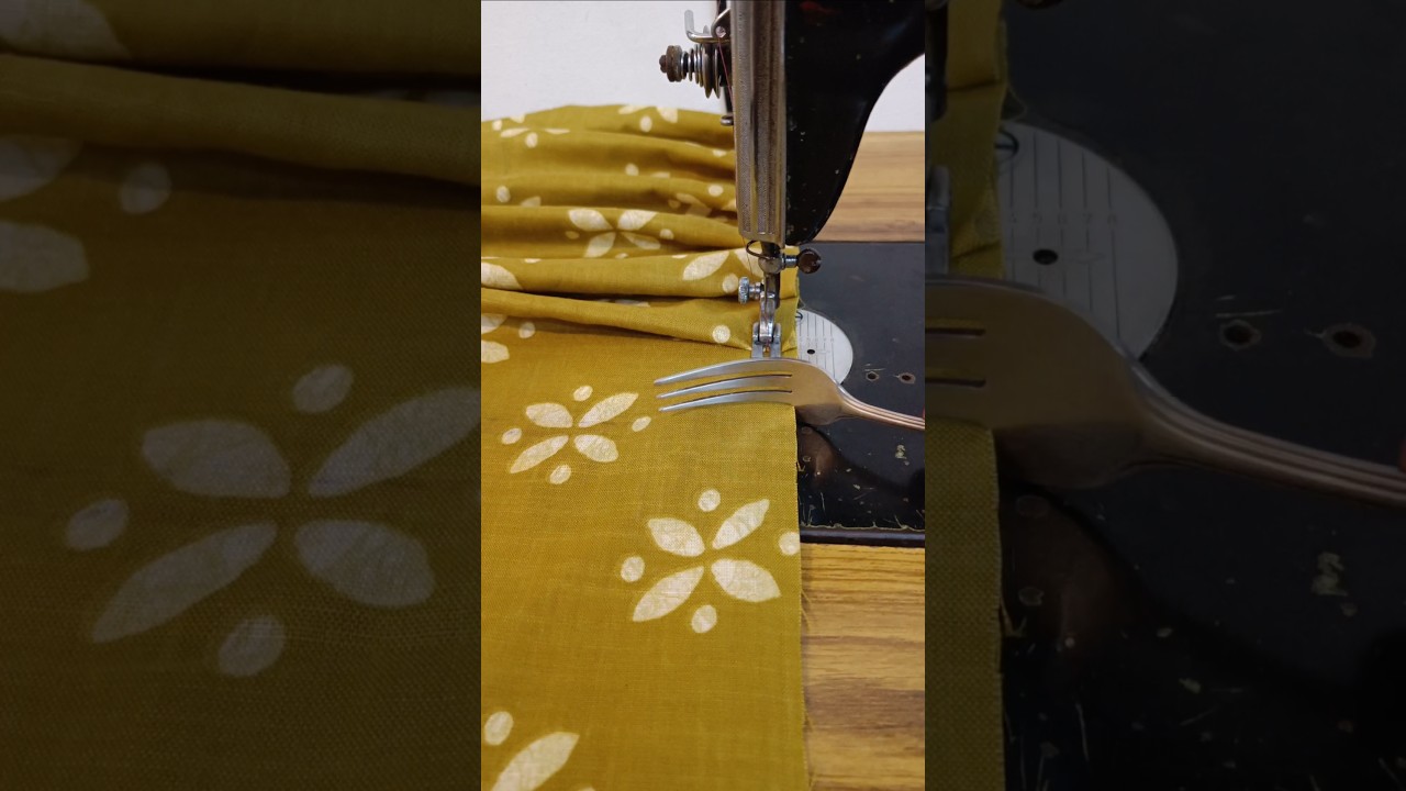 Pleats stitching using fork | Sewing tips and tricks ✅✨ #easysewing #sewing #hacks #shorts #viral