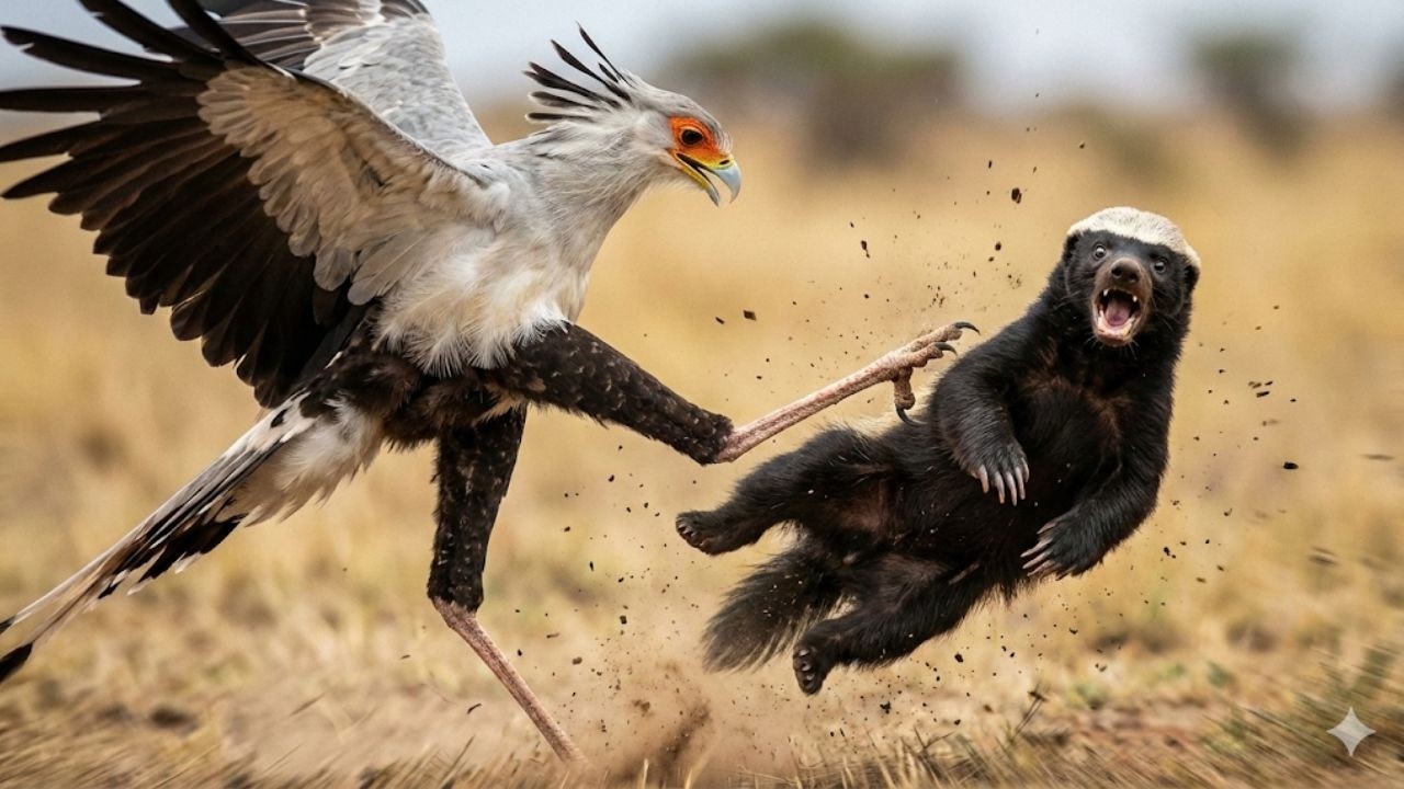 Первая встреча с «ходулами»: медоед берётся за непосильную задачу | Медоед