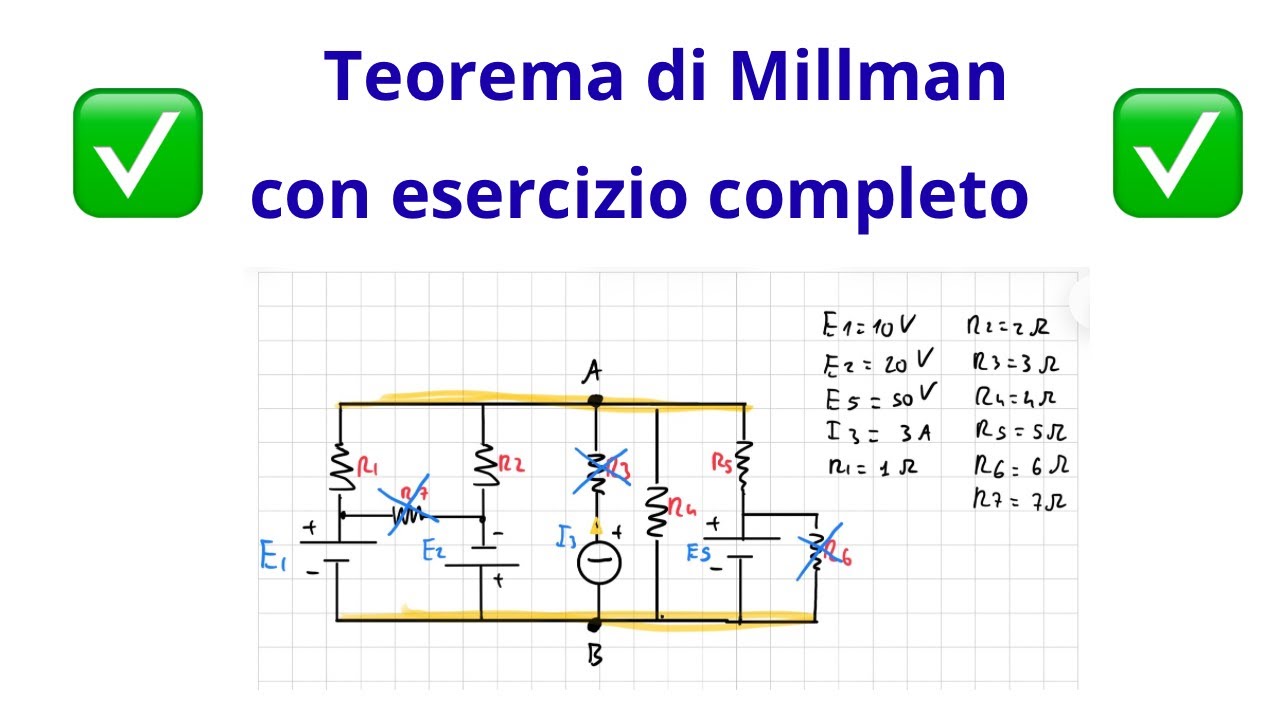 Teorema di Millman spiegato semplice + esercizio svolto