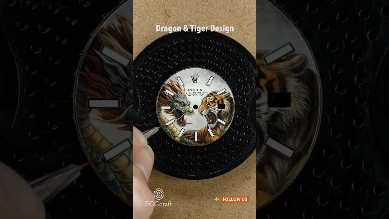 Hand-Painted Rolex Dial | Dragon & Tiger Design | EGGcraft