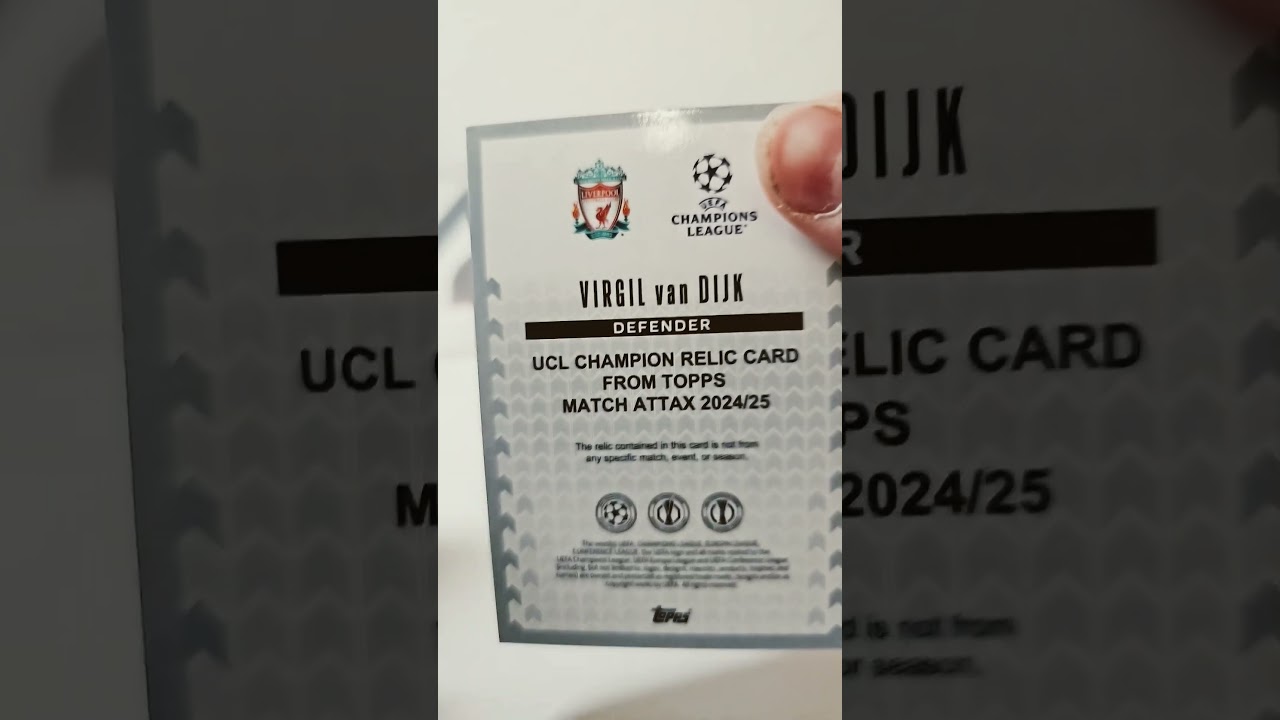 New Match attax 2025 rare UCL champion Virgil Van Dijk (one of first on the Internet)